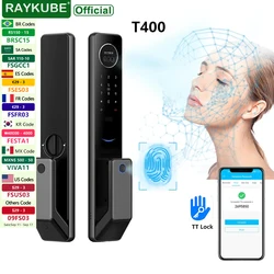Nuevo RAYKUBE T400 cerradura TT avanzada completamente automática reconocimiento facial 3D cerradura de puerta inteligente cerradura electrónica de huella digital