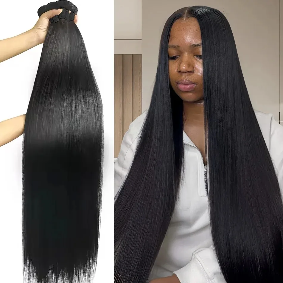 YKB Bone Straight Human Hair Bundles 30 32 Inch Vietnamese Raw 3 4 Bundle Deals 100% Original Remy Hair Weaving Extensions Bulk