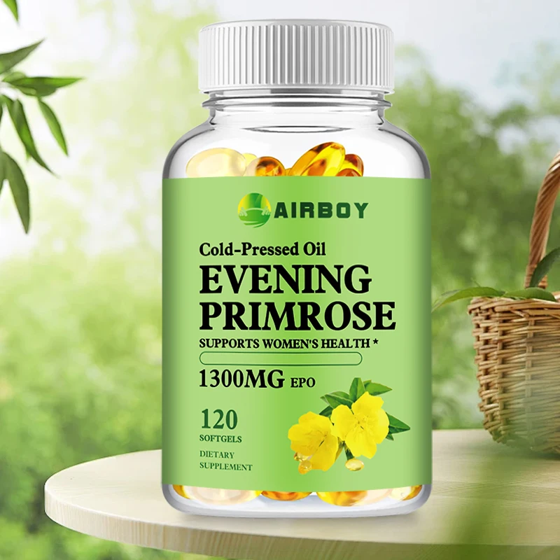 Evening Primrose Oil Supplement - Hormone Balance, Enhances Immunity, Skin Health - 120 Capsules