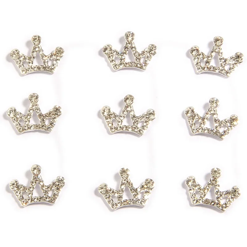 10 sztuk 13*18mm srebrna kryształowa korona Rhinestone guziki Flatback na zaproszenie ślubne dekoracja stop diamentowa biżuteria Craft — zdjęcie 2