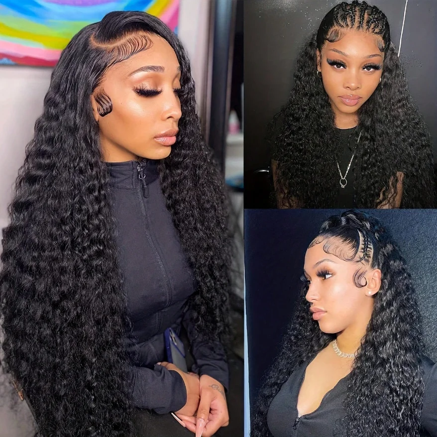 موجة عميقة باروكة من شعر طبيعي 13x4 الدانتيل شعر مستعار أمامي للنساء 200% الكثافة قبل قطعها مع شعر الطفل شعر مستعار دانتيل شفاف 22 بوصة