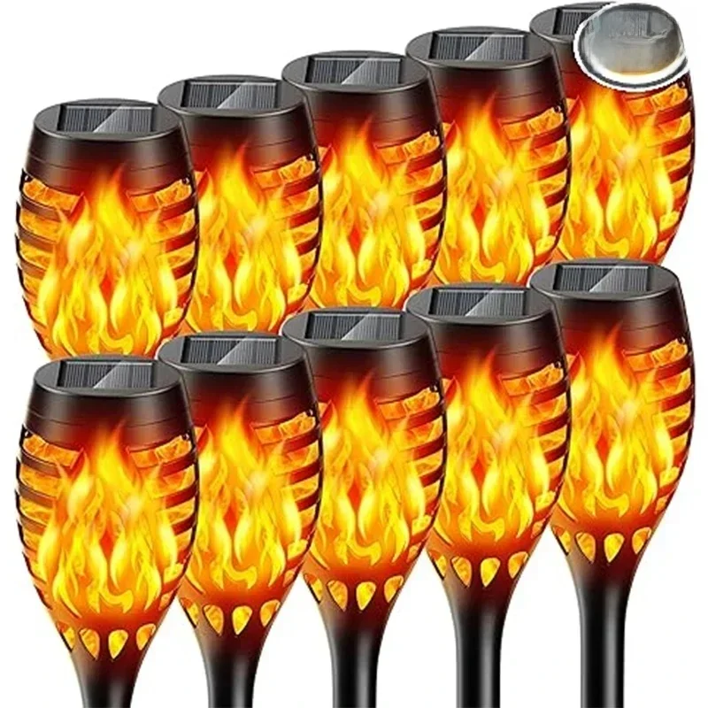 1/2/4/6/8/10 Stuks Solar Flame Torch Lights Flikkeren Licht waterdichte Tuin Decoratie Outdoor Gazon Pad Yard Patio Vloerlampen - afbeelding 2