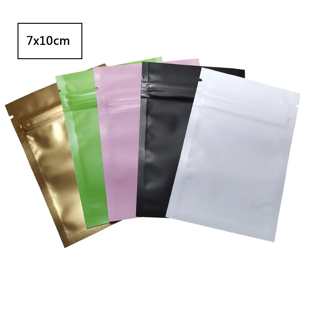 

7x10cm Flat Resealable Aluminum Foil Packaging Bags Zip Lock Self Seal Aluminized PE Storage Bag For Food Tea Sundries 200pcs