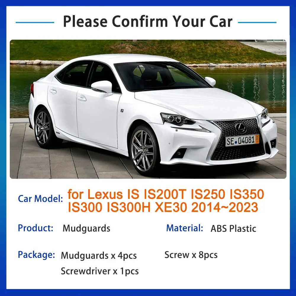 for Lexus IS IS200T IS250 IS350 IS300 IS300H XE30 2014~2023 Mud Flaps Mudguards Splash Fender Guard Front Rear Wheel Accessories