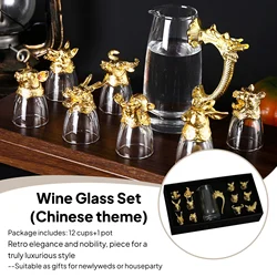 Glasses Set Chinese Style Gold Drinking Glasses Decanter Set for Bar Wine Splitter Set Flagon Glass Sets Tableware