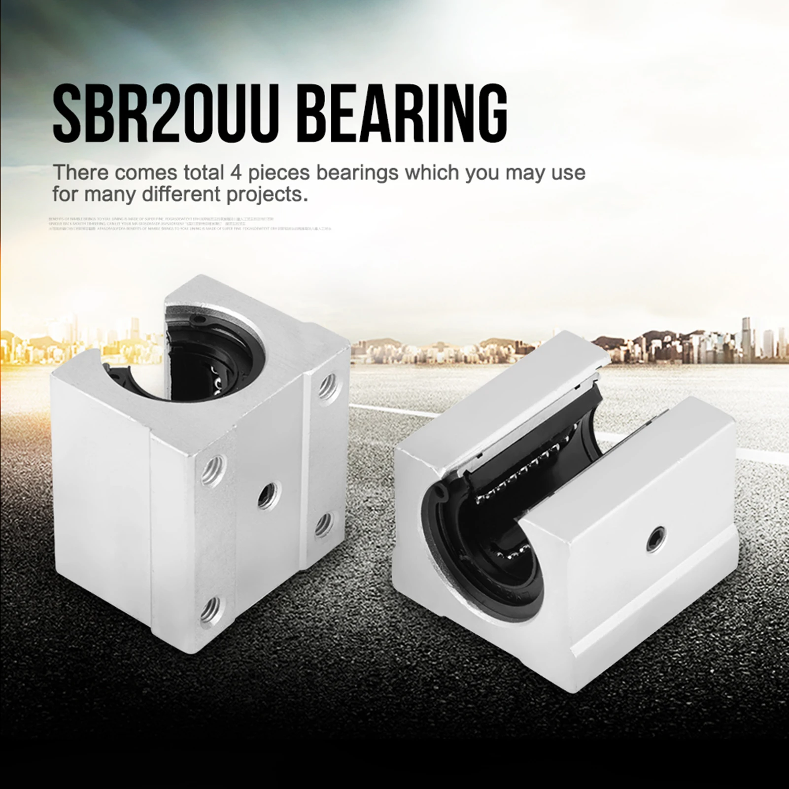 Aluminum Block 20mm Linear Motion Ball Bearing Slide Block Match Use SBR20 Linear Guide Rail