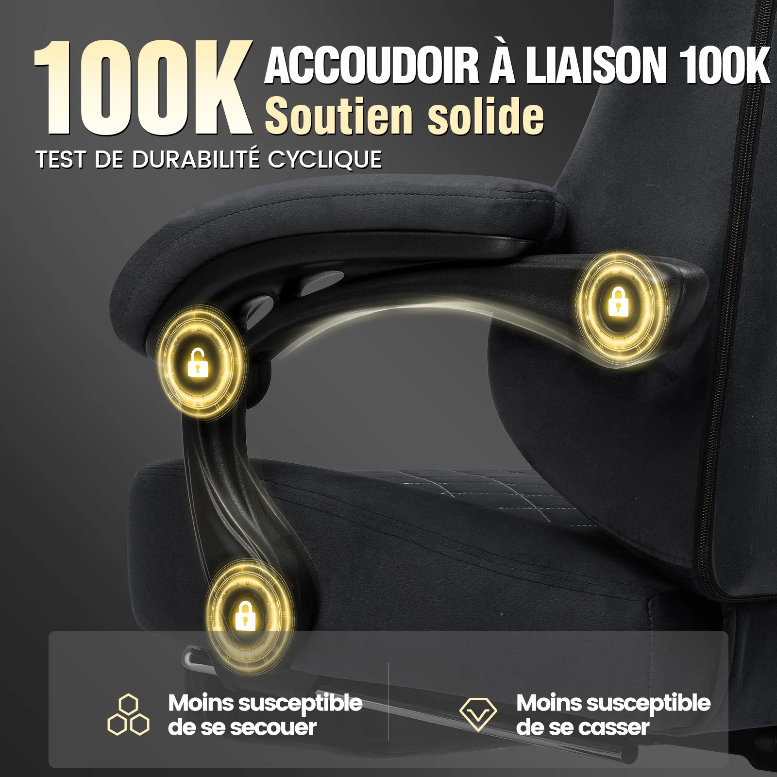 Chaise Gaming Tissu GTPLAYER Ergonomique pour PC avec Repose-Pieds et Coussin à Ressort, Charge 150KG, Chaise de Bureau Réglable Pivotante