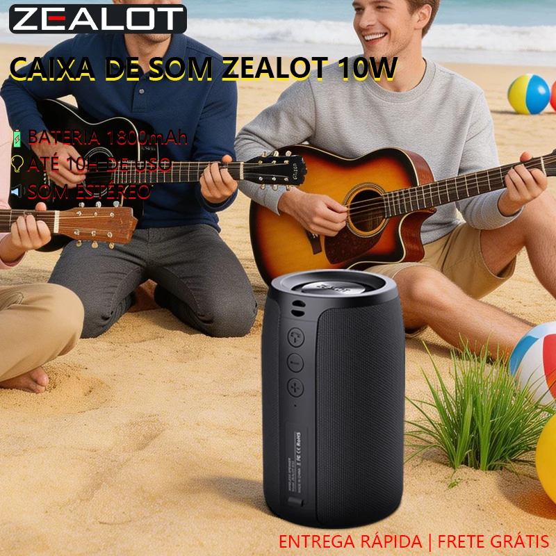 Caixa De Som Bluetooth Zealot S32 IPX6 À Prova D’Água