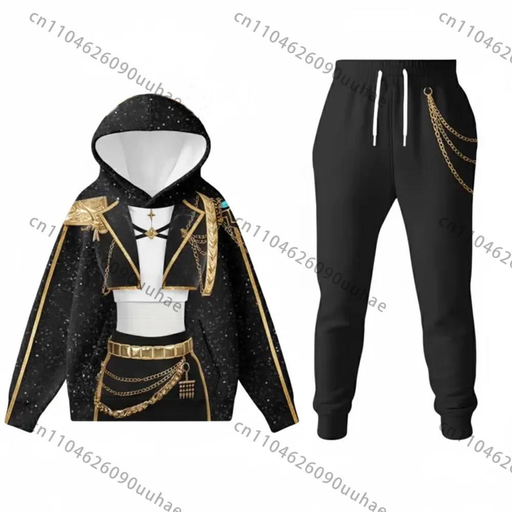 

2025 KPop Demon Hunters Rumi SajaBoys Printing Hoodie Suit Fashion Pullover Suit Fall Winter Long Sleeve Cosplay Hoodies Suits