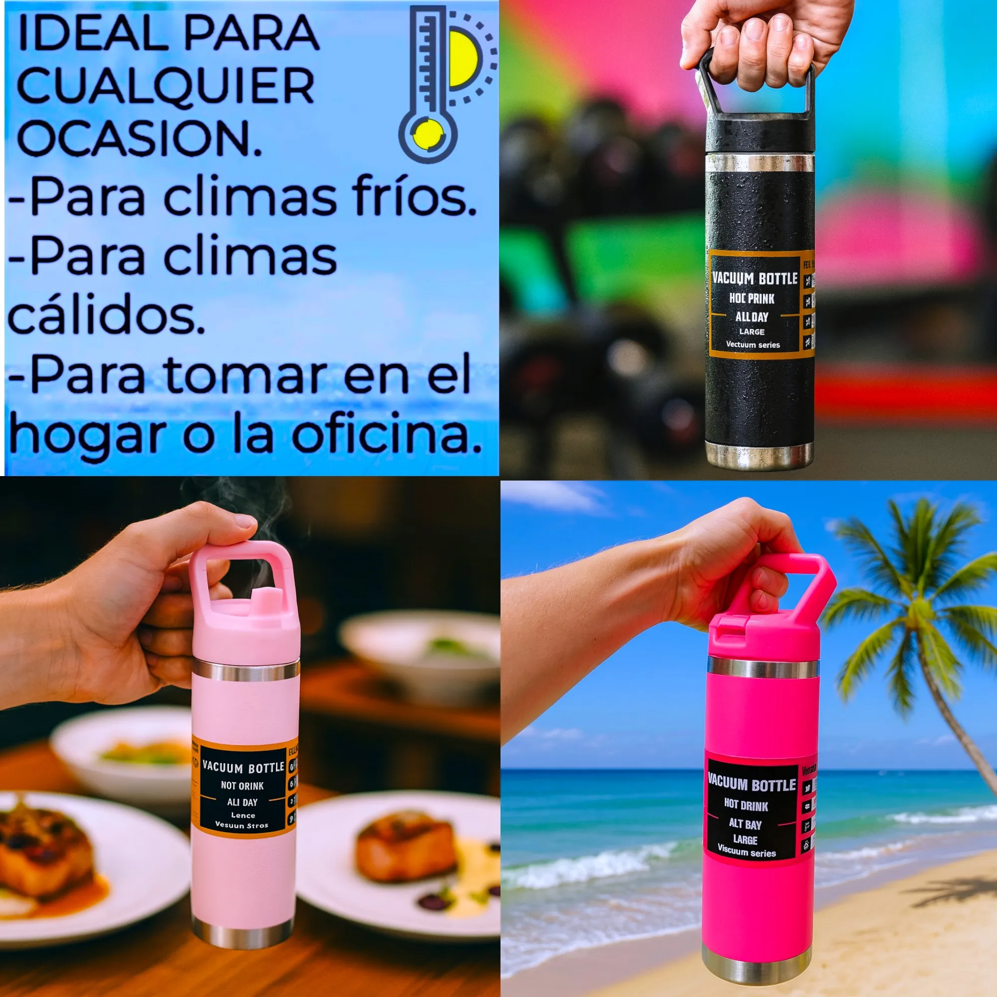 بهلوان/زجاجة/ترمس من الفولاذ المقاوم للصدأ بمقبض وقش، Fab-25، ترمس محمول، زجاجة رياضية، كوب معزول حراريًا، ترمس للمشروبات الساخنة أو الباردة، 15 لونًا مختلفًا، 600 مل. #4