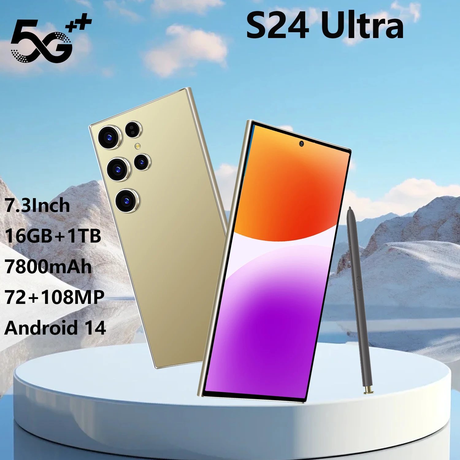 Brand New MobilePhones S24 Ultra Original Cellphones 7.3 inch 16G+1T 108MP 7800mAh Face ID 4G/5G Dual SIM Smartphone Android 14