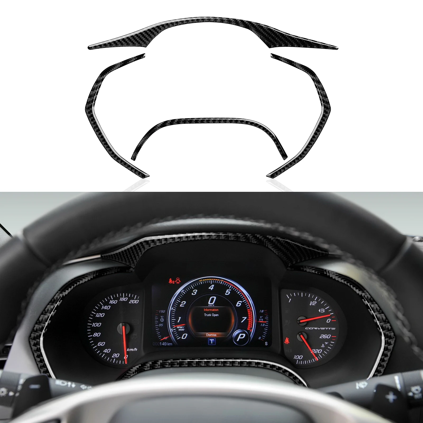 Carbon Fiber Car Dashboard Speedometer Frame Sticker Decal Trim for Chevrolet Corvette C7 2014 - 2019 Accessories