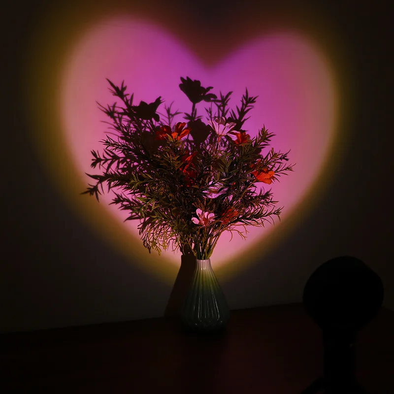 Heart-shaped Table Lamp Projector Sunset Lamp Ambient Night Light Photography Party Bedroom Xmas Room Home Decor