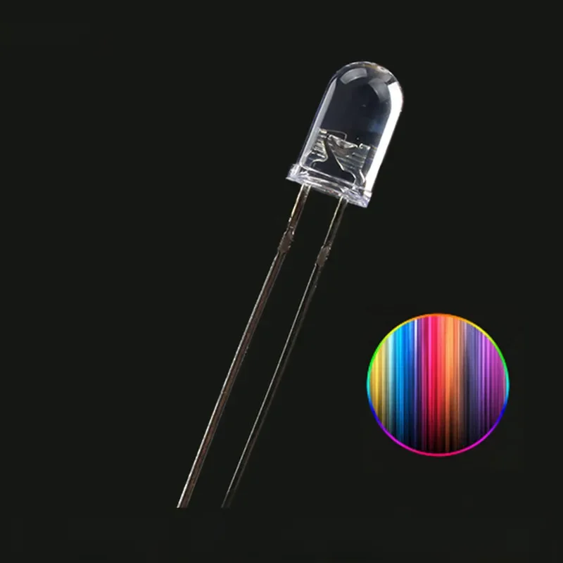 10-100 szt. F5 5mm Szybko/Wolno Migające LED RGB Tęczowe Wielokolorowe Przezroczyste Diody Emitujące Światło Pełnokolorowe Lampki Sygnalizacyjne DIP — zdjęcie 2