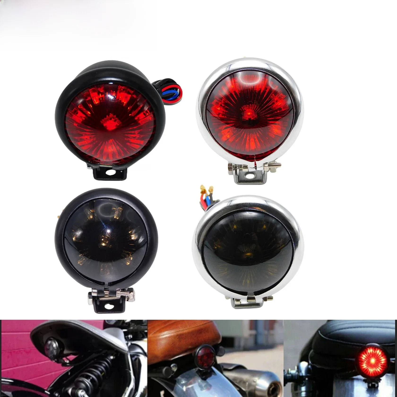 Moto rouge 12V LED réglable café Racer Style feu Stop feu arrière feu arrière pour Harley Sportster Chopper personnalisé