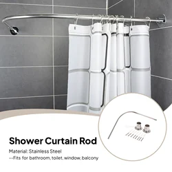 304 Steel Shower Curtain Rail Ceiling Support 140cm Corner Rail Rod Bath Tub Heavy Duty Durable