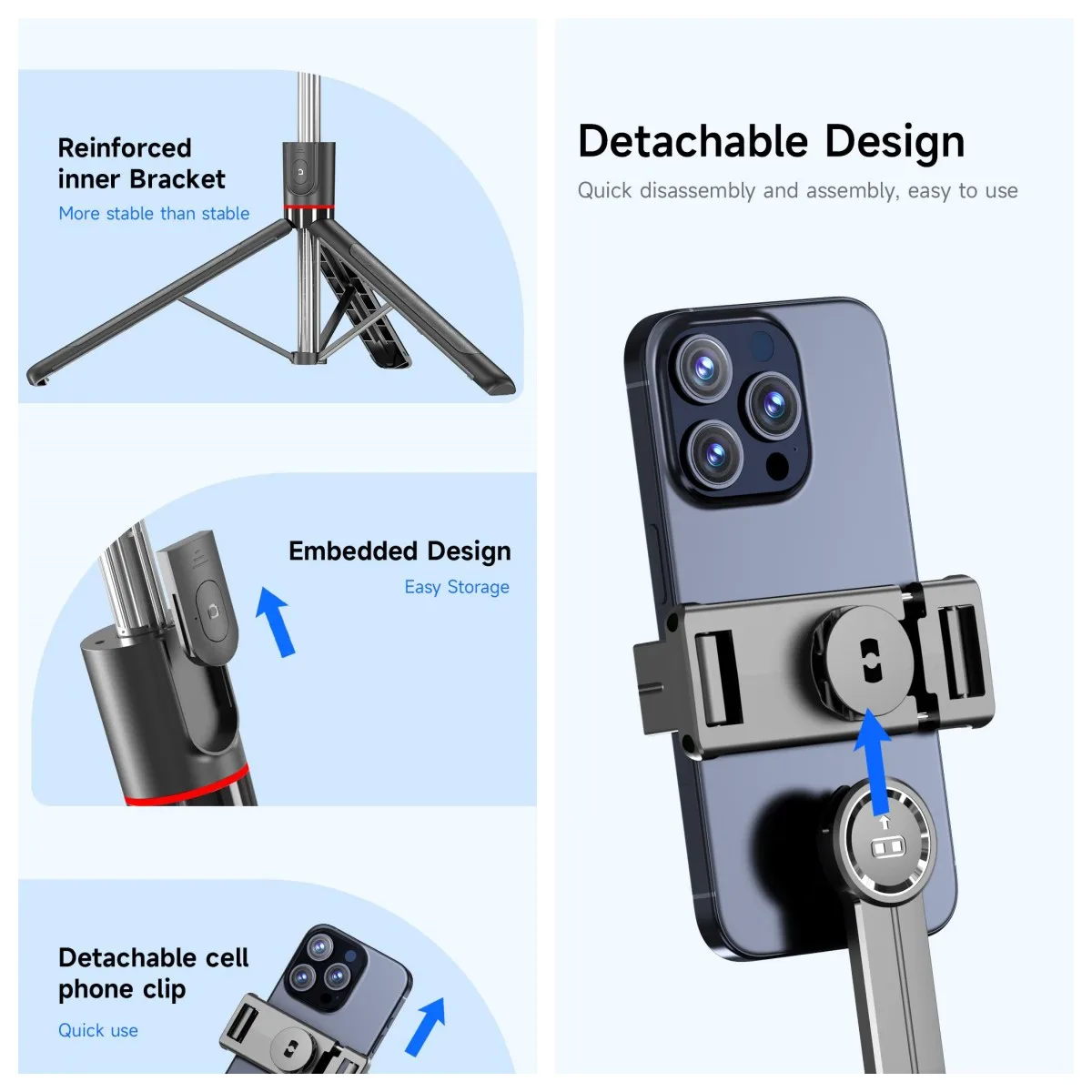 FANGTUOSI 2025 مثبت Selfie عصا ترايبود قابلة للتمديد مع الضوء واللاسلكية بلوتوث عن بعد حامل محمول جبل للهاتف