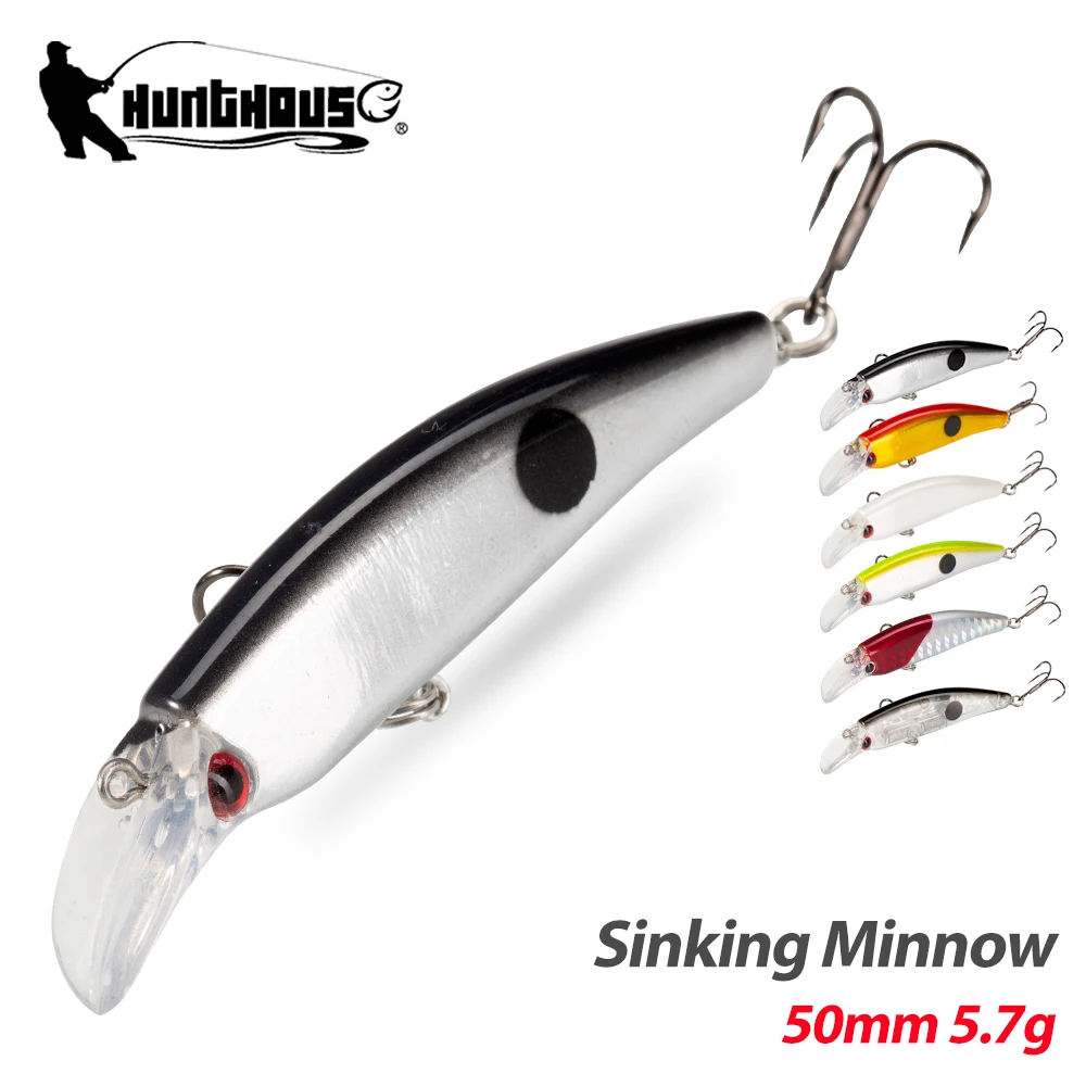 Hunthouse Minnow Angelköder 50mm 5,7g Kamasar50 Langsam Sinkender Harter Köder Wobbler für Wolfsbarsch, Hecht, Forelle LW423