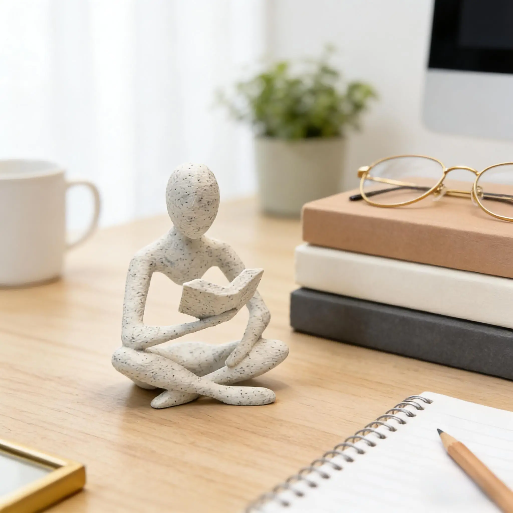 1 Stück Mini Minimalistische Abstrakte Leser-Skulptur, Moderne Schlichte Heim-Kunstdekoration, Hochwertige Schreibtisch-Dekoration für Arbeitszimmer und Wohnzimmer, Nischen-Luxus-Kreativgeschenk,