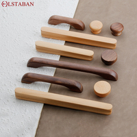 Walnut Beech Kitchen Cabinet Handle Drawer Solid Wood Furniture Door Drawer Round Knob Cupboard Wooden Handle Hardware Long Pull