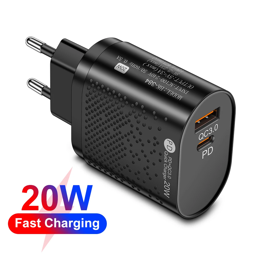 

PD 20W USB C Зарядное устройство Quick Charge 3.0 QC 3.0 Type C Зарядное устройство Телефонный адаптер для Xiaomi iPhone Samsung Быстрая зарядка ЕС США Великобритания Вилка