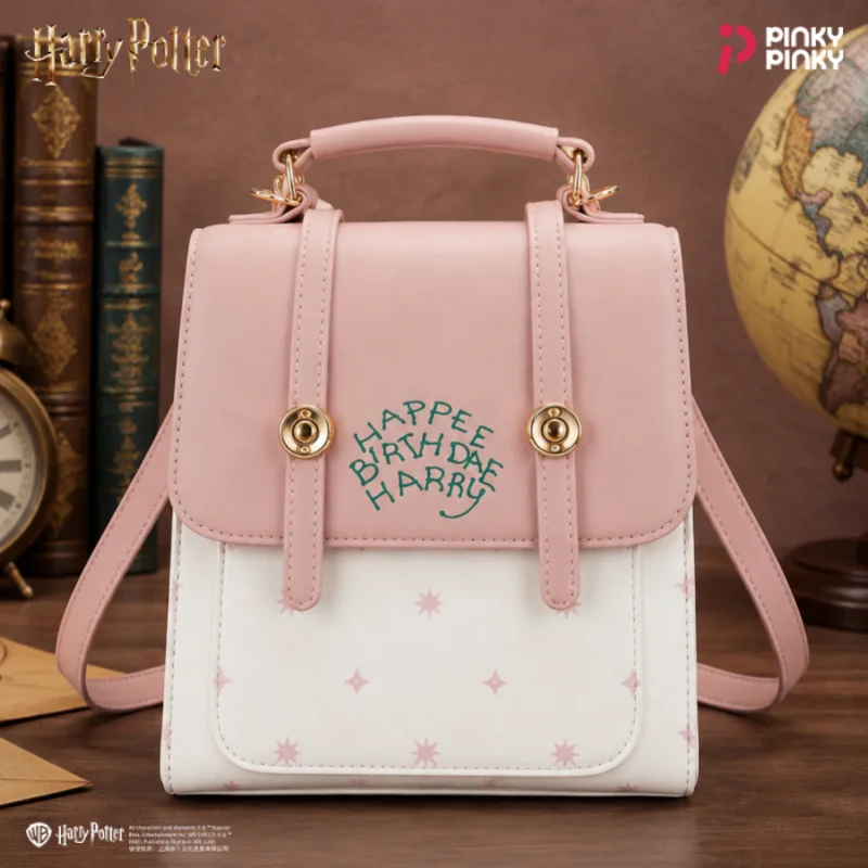 Pinky Harry Potter Backpack Handbag Hagrid's Cake PU Leather for Daily Halloween Christmas Birthday Gift for Women Students