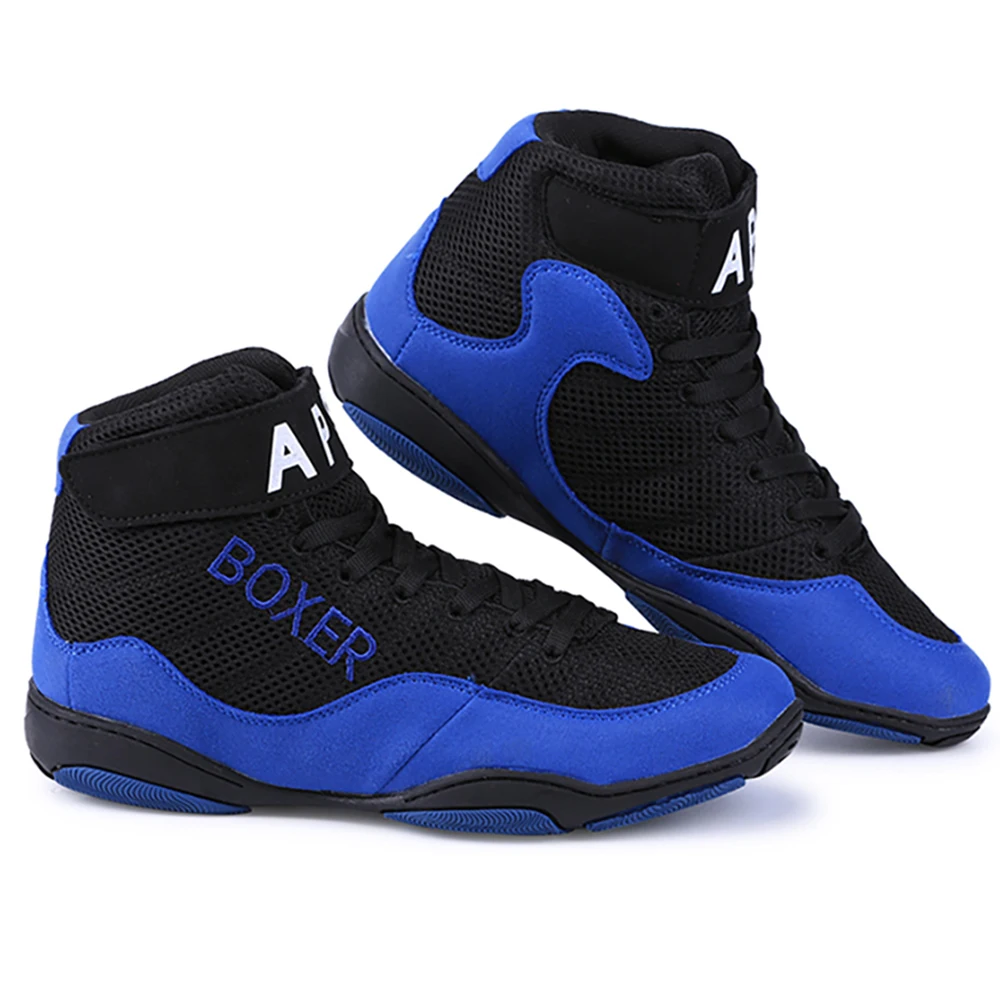 Brand Day Key Size 33-47 Men Boxing Boots Wrestling Combat Sneakers Gym High Top Boxing Shoes Blue Black Boots Men Sports Shoes