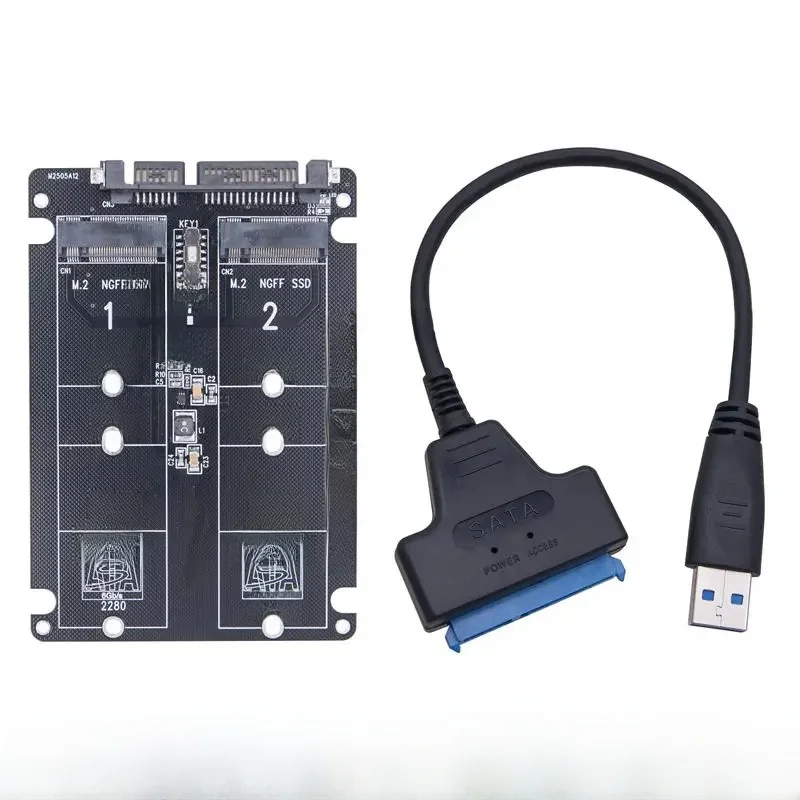 Dwuportowa płytka adaptera NGFF Solid-State do portu szeregowego SATA 2 * Karta rozszerzeń M.2 do SATA 3.0 do zewnętrznego kabla USB — zdjęcie produktu 7