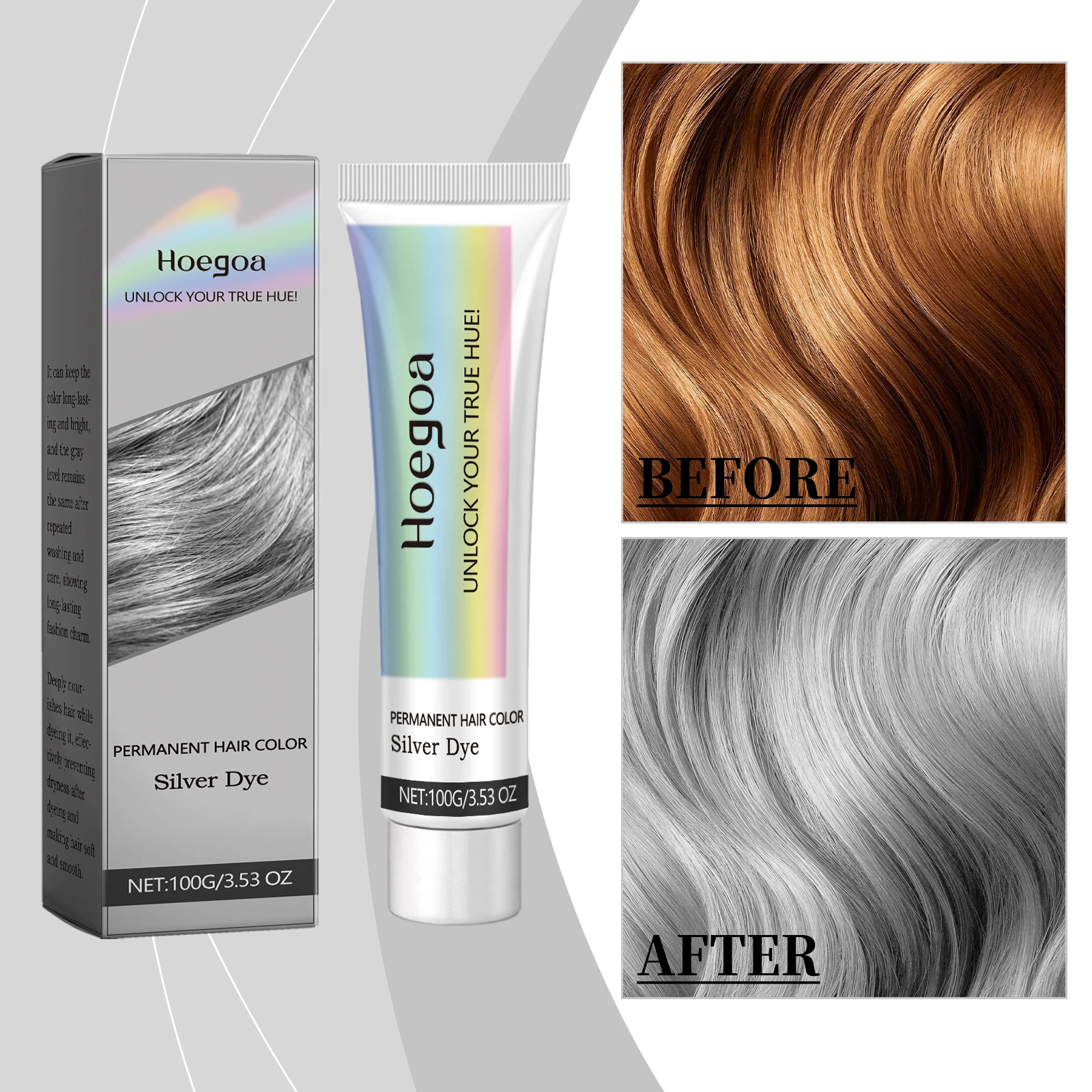 

100g Hoegoa Gray Coverage Color Cream Botanical Nourishment Vibrant Toning Precise Application Even Shine Luminous Finish Hair