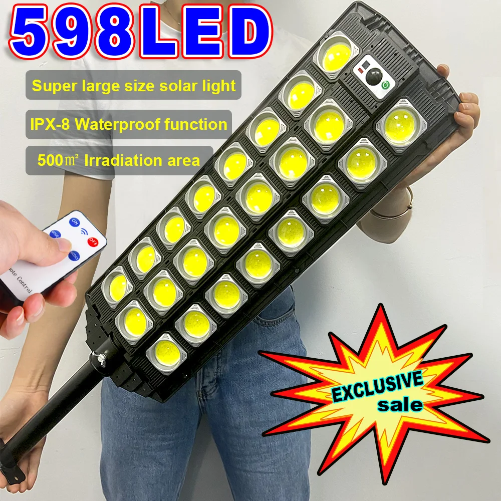 20000mAh Solar Led Light Outdoor 598LED Super Bright Lamp Waterproof Garden Light Remote Control Solar Street Lamp High Lumens