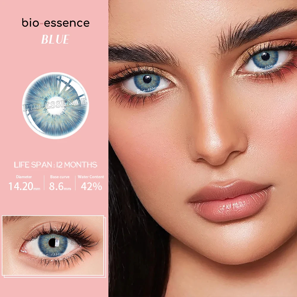 Bio-essence 1 Paar farbige Kontaktlinsen für Augenlinsen Pattaya Blue Kontaktlinsen Hochwertige natürliche Kontaktlinsen Jahres – Detail 14