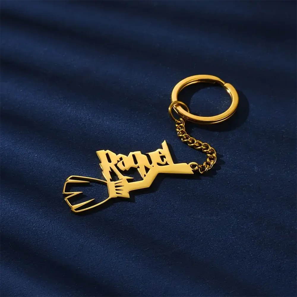 

Personalized Custom Name Magic Broom Keychain For Women Men New Stainless Steel Letter Key Ring Halloween Birthday Jewelry Gift