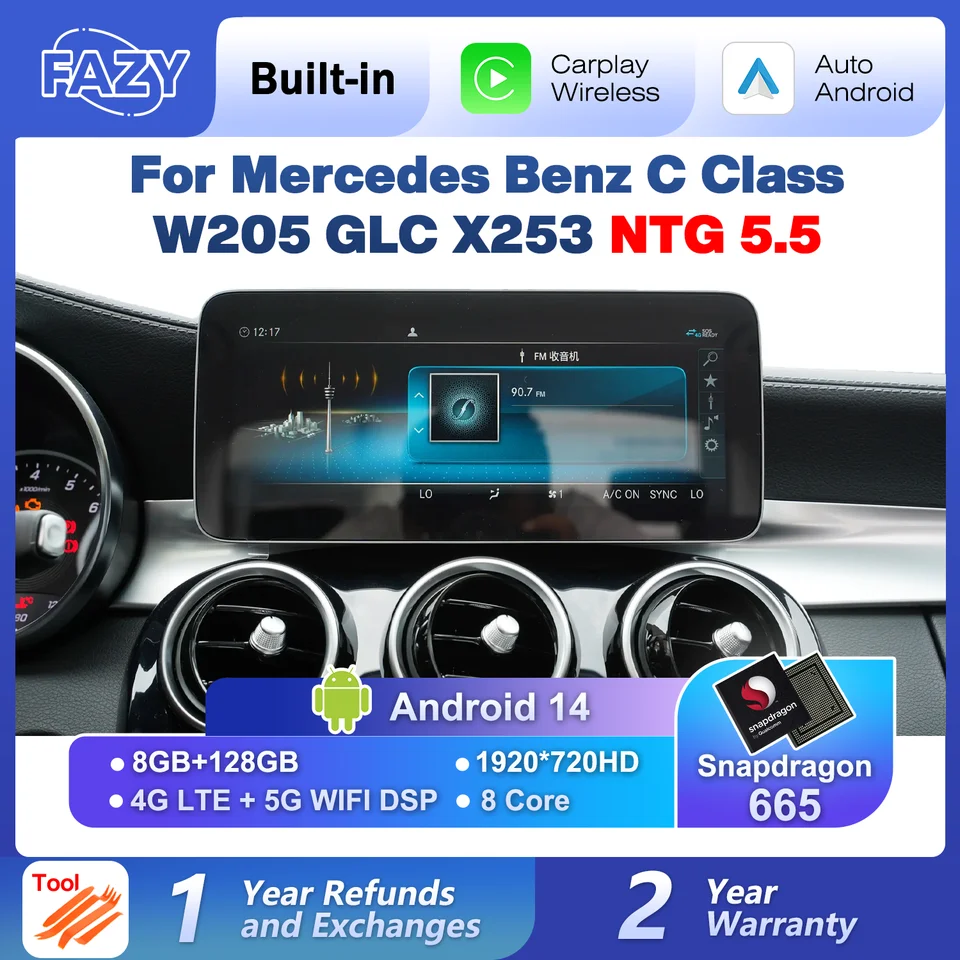 Android 14 CarPlay for Mercedes C-Class W205 2019-2023