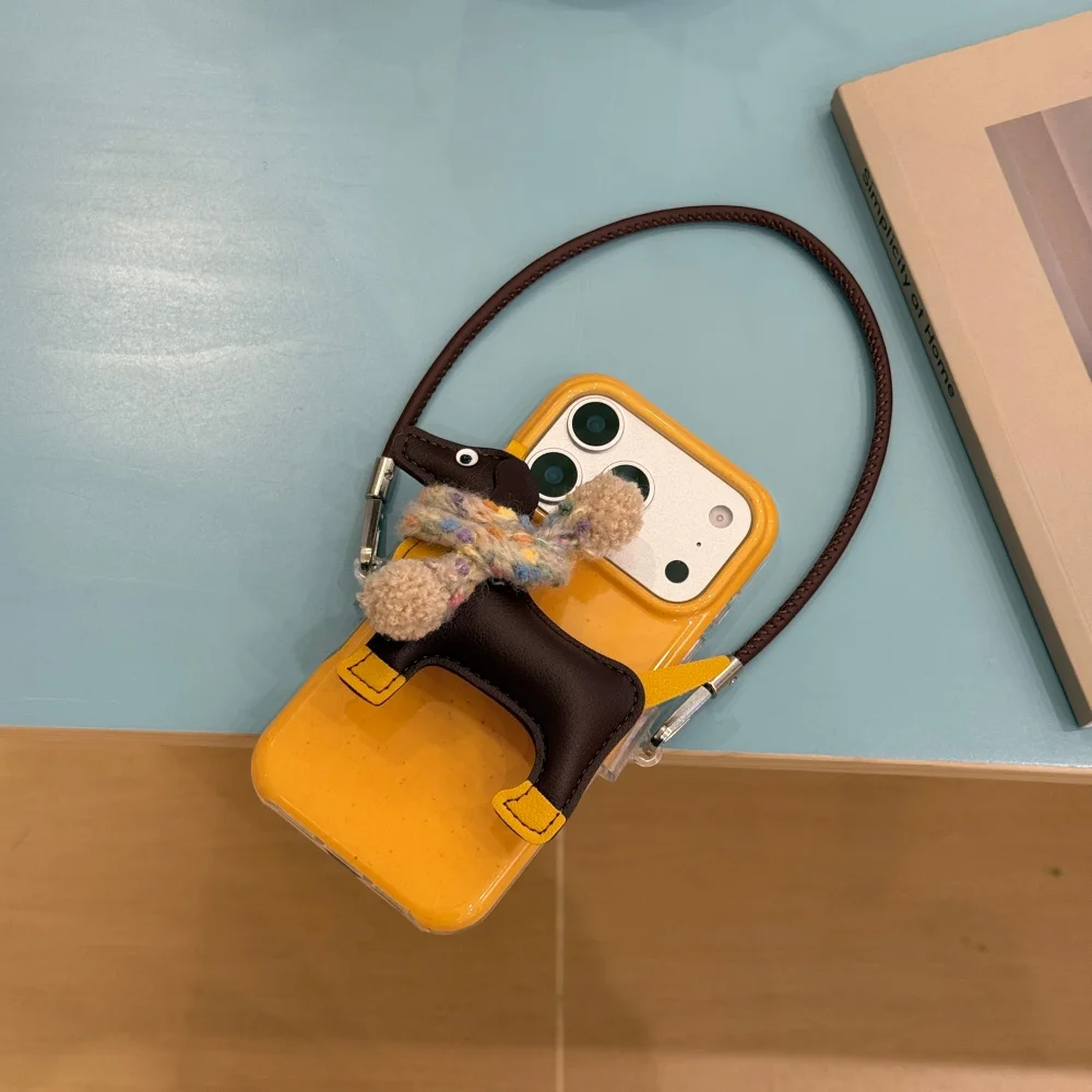 

Cute scarf puppy phone case, suitable for iPhone14/15/16/17 Pro Max, Fundans 17 Pro Korea INS new shockproof protective case