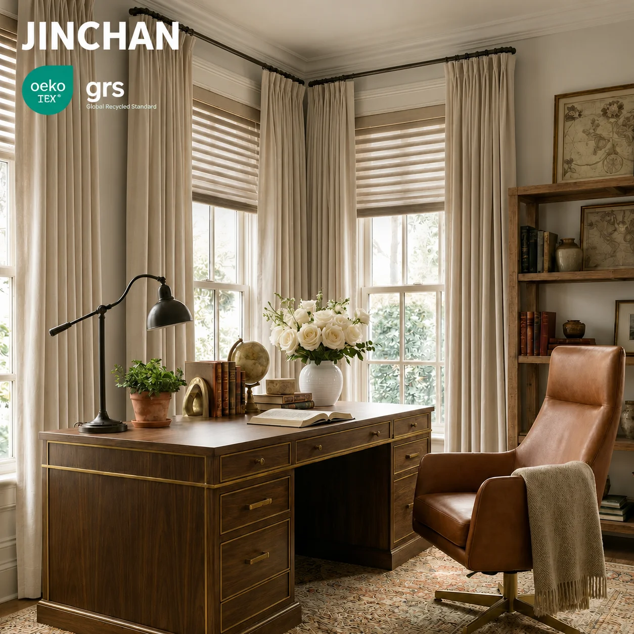 JINCHAN Custom Blackout Curtains Thermal Insulated Energy Saving Heavy Textured Draperies for Bedroom Living Room