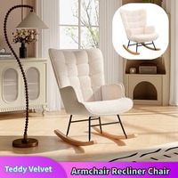 Comanlai Rocking Chair, Armchair Recliner Chair, Nursing Chair, Swing Chair, Teddy Velvet Rocking Chair, with Checkered Backrest