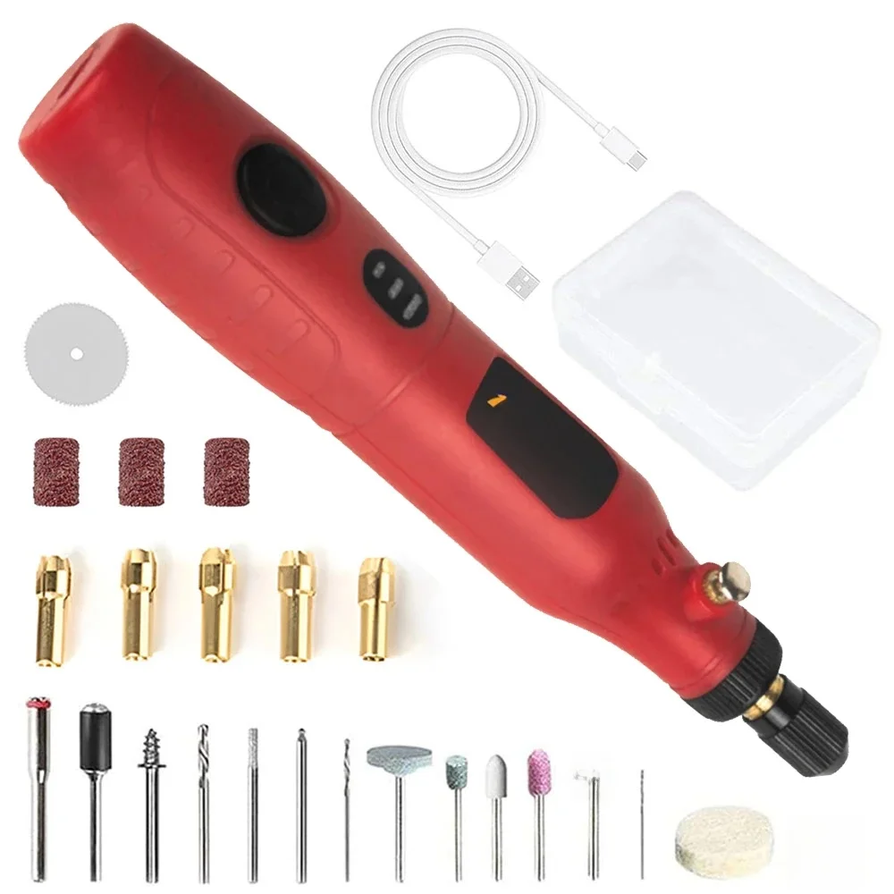 Mini Cordless Rotary Tool 3 Speed Adjustable Portable Engraving Drill for Engraving, Sanding, Polishing, Carving, Cutting, DIY
