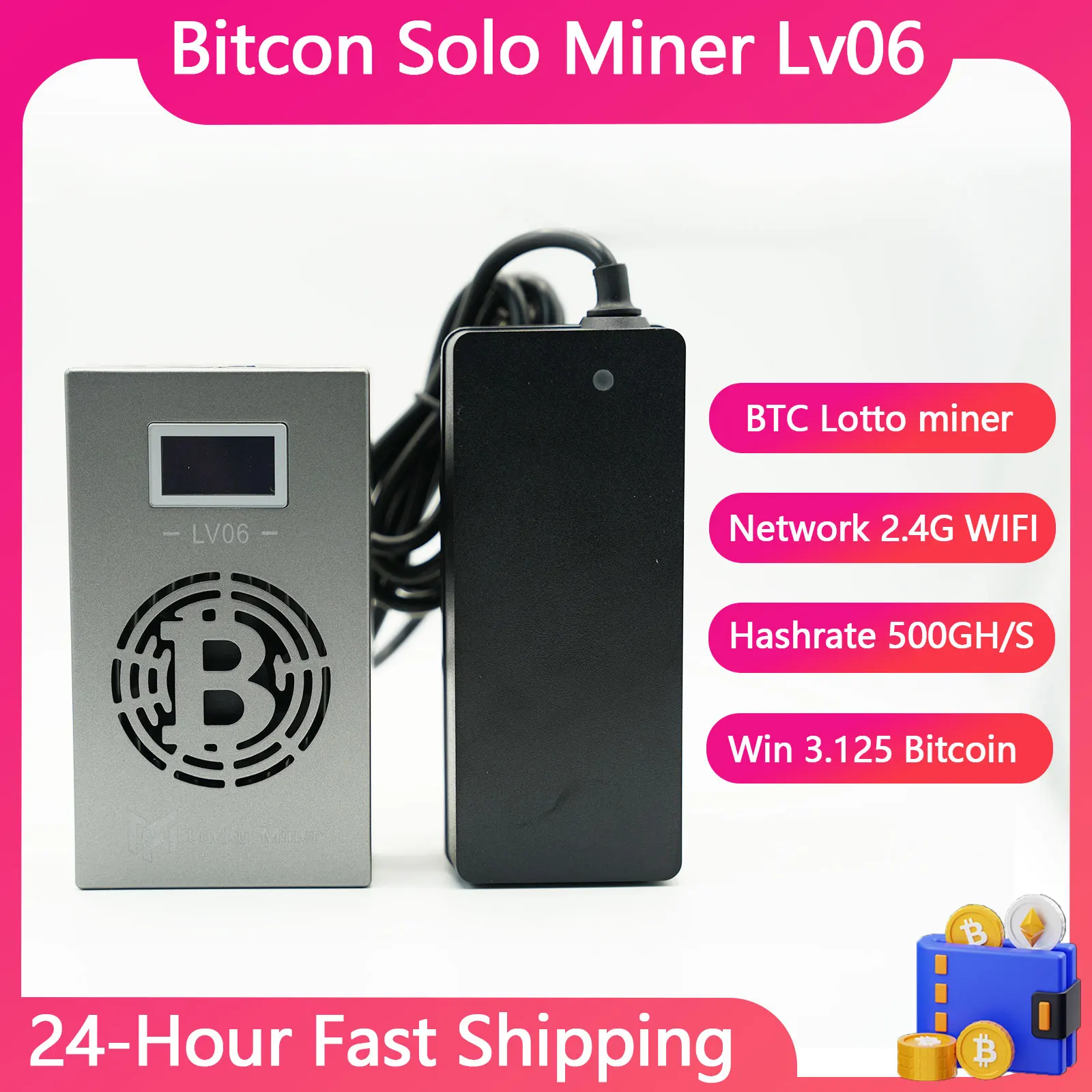 Lucky miner LV06 500GH/S SHA256 BM1366 BTC, DGB, BCH,  home use 2.4G wifi crypto btc miner machine