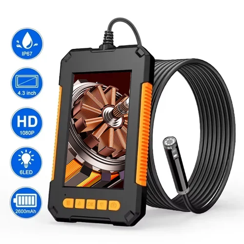 Imagen 1 del producto Cámara endoscópica IPS de 4,3 pulgadas, herramienta de boroscopio Digital de lente única y doble de 1080P, Cable de cámara de drenaje de serpiente IP67, dispositivos para hombres