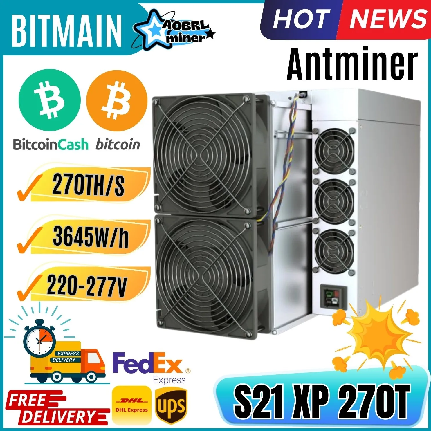 

good deal _ buy 2 get 1 free _ New BITMAIN Antminer S21 XP 270TH/s 3645W Bitcoin Miner BTC BCH BSV Miner