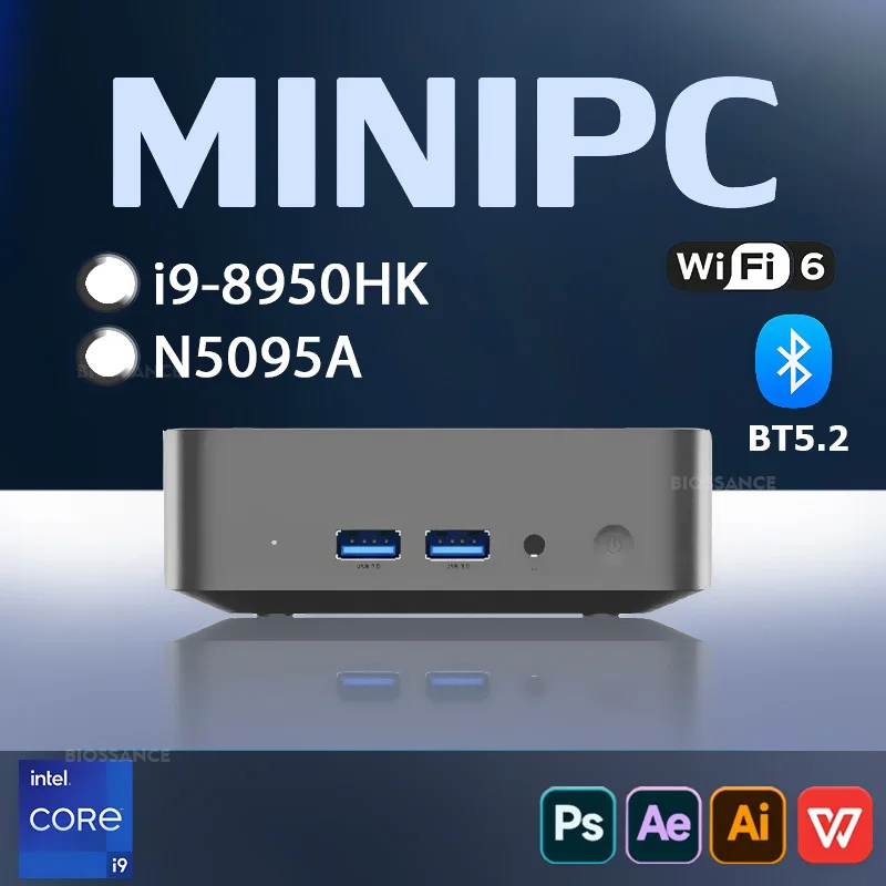 Mini PC portable Windows 11, Intel Core i9 8950Ian N5095A, ordinateur de bureau, ordinateur de jeu, 16 Go DDR4, 1 To SSD, WiFi 6, BT stimule