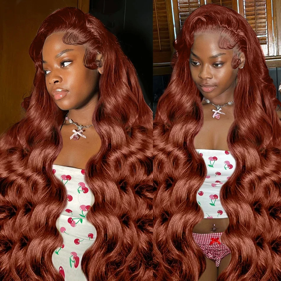 30 42 インチ実体波赤茶色 13 × 6 HD レースフロントウィッグウォーターウェーブ 13 × 4 レースフロント人毛ウィッグ女性のための 260% 事前摘み取られた