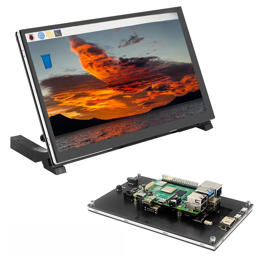 Raspberry Pi 5 7-calowy ekran dotykowy IPS 1024x600 HD LCD kompatybilny z HDMI dla RPI 4B 3B+ OPI 5 AIDA64 PC Ekran dodatkowy — zdjęcie produktu 7