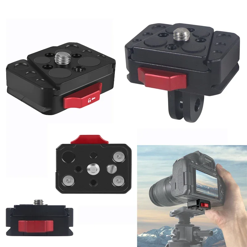 Płytka zaciskowa z szybkozłączem V-Lock Mount Śruba 1/4" do głowicy statywu 38 mm Monitor terenowy Adapter kamery LED Light — zdjęcie 2