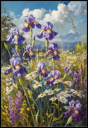 Embroidery Counted Cross Stitch Kits Needlework - Crafts 14 CT DMC Color DIY Arts Handmade Decor - Irises and Oxeye Daisies