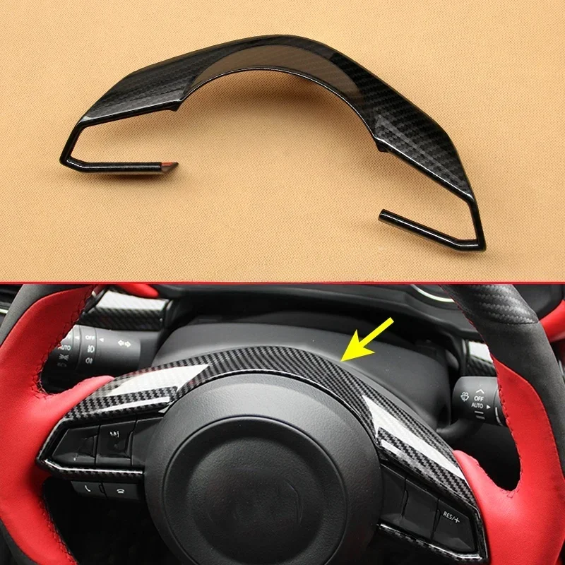 For Mazda 3 CX3 CX5 CX-3 CX-5 Carbon Fiber Steering Wheel Strip Trim Cover Interior Accessories
