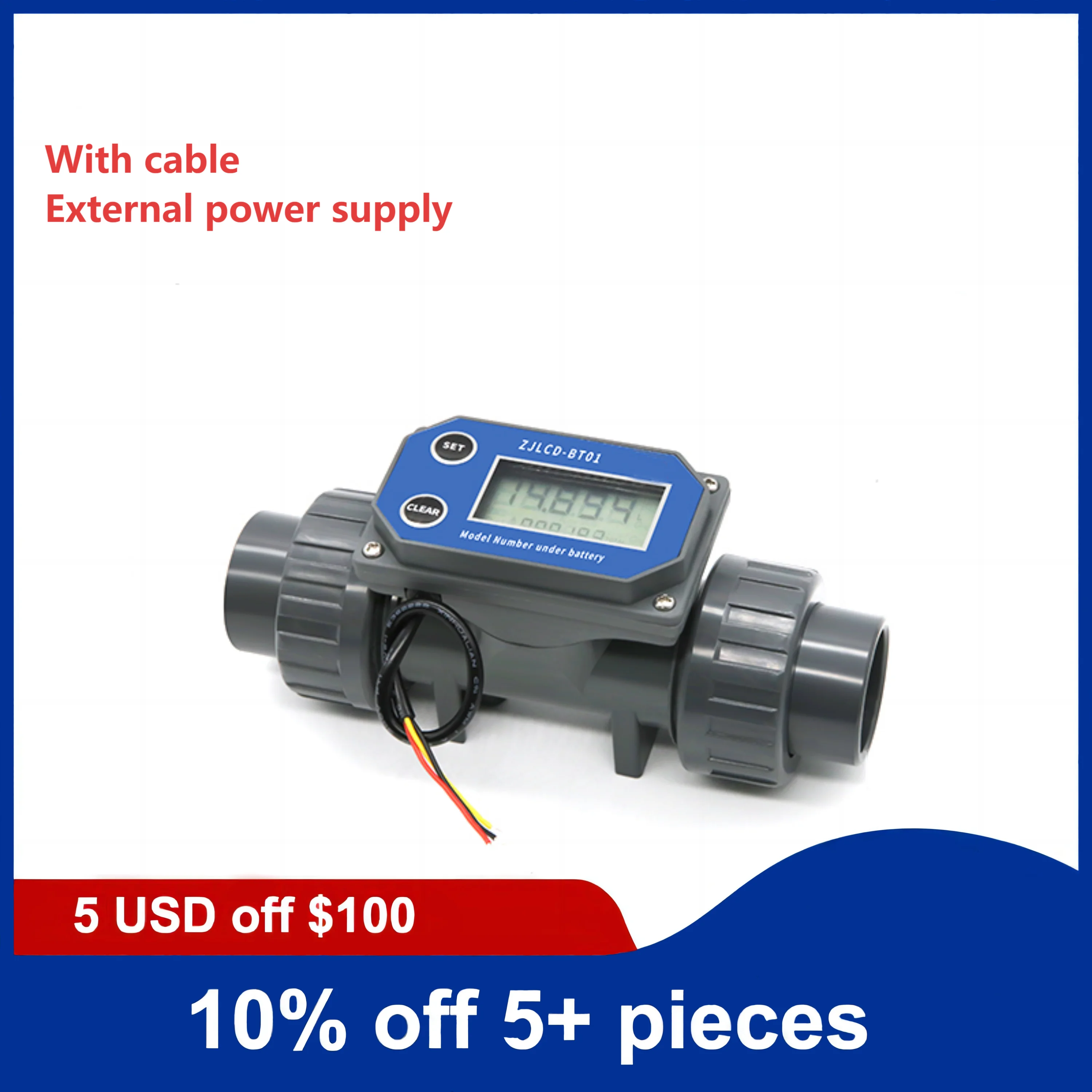 

3-дюймовый электронный ЖК-цифровой дисплей расходомер NPN турбинный расходомер ПВХ труба жидкая вода для орошения фермы/сада