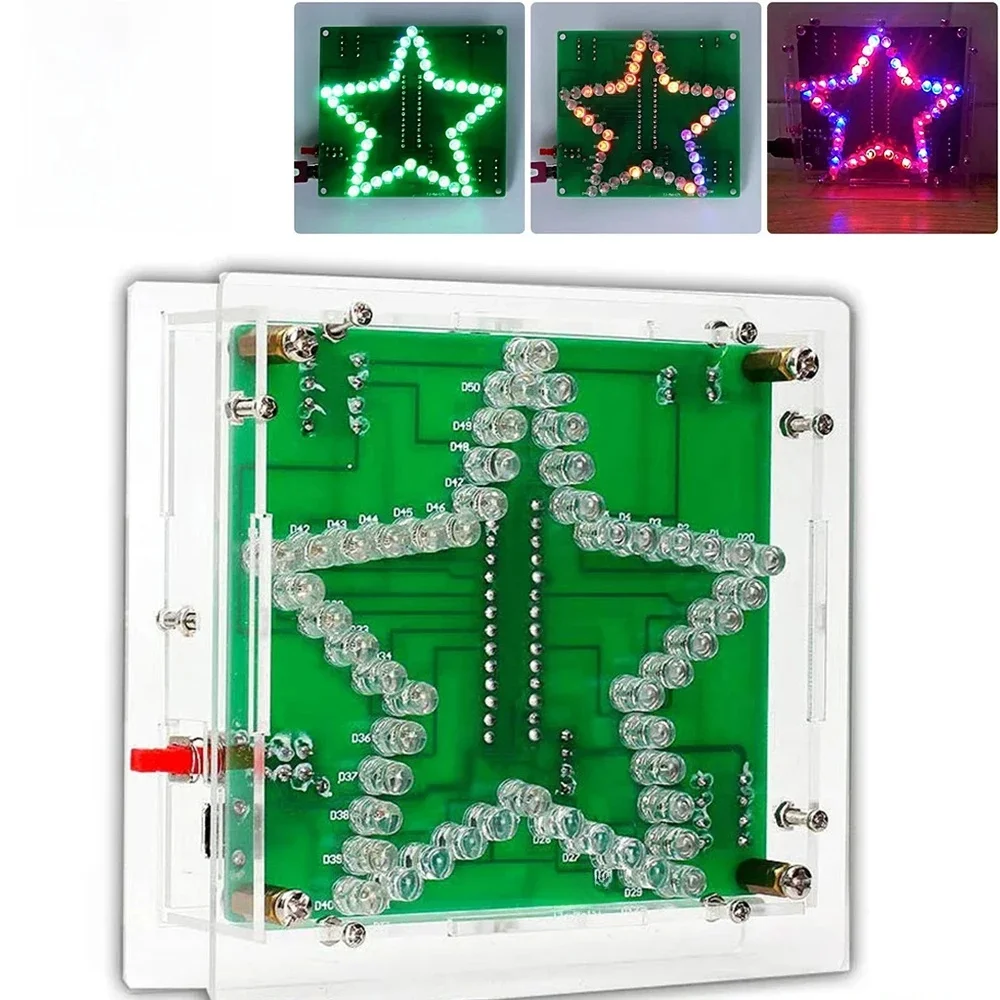 Zestaw elektroniczny DIY: 3D Pięcioramienna Gwiazda, Efekt Wodnego Światła, Migające LED, Projekt do Lutowania dla Uczniów, Dorosłych i Hobbystów - Nauka Lutowania — zdjęcie 2