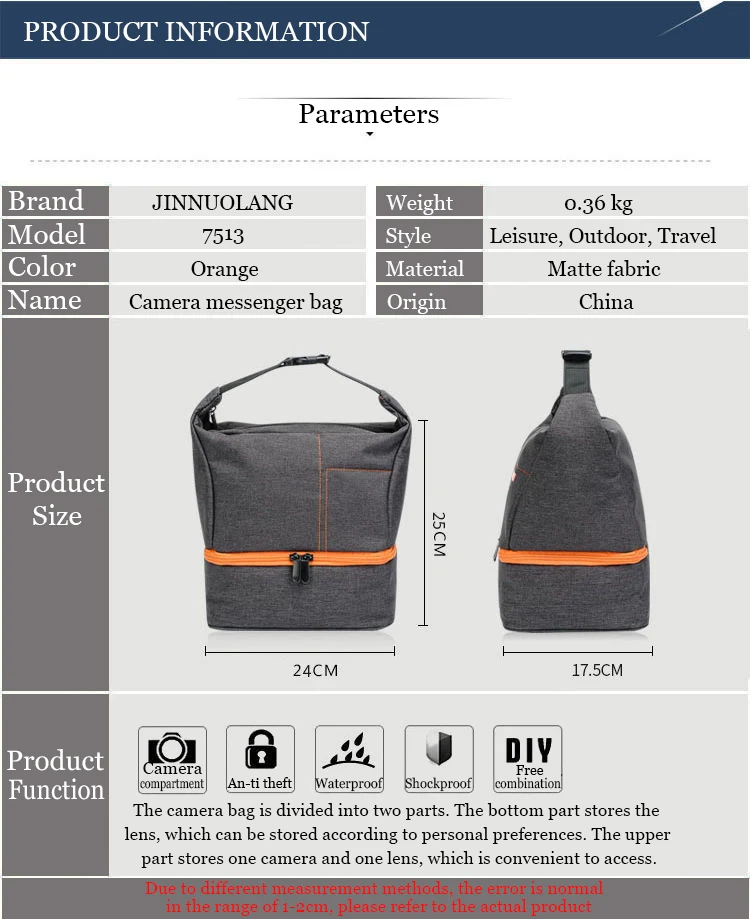 JINNUOLANG Hohe Qualität Sling Tasche Für Outdoor Fotografen DSLR Kamera Schulter BagsFor Nikon Sony Canon Fotografie Ausrüstung – Detail 3