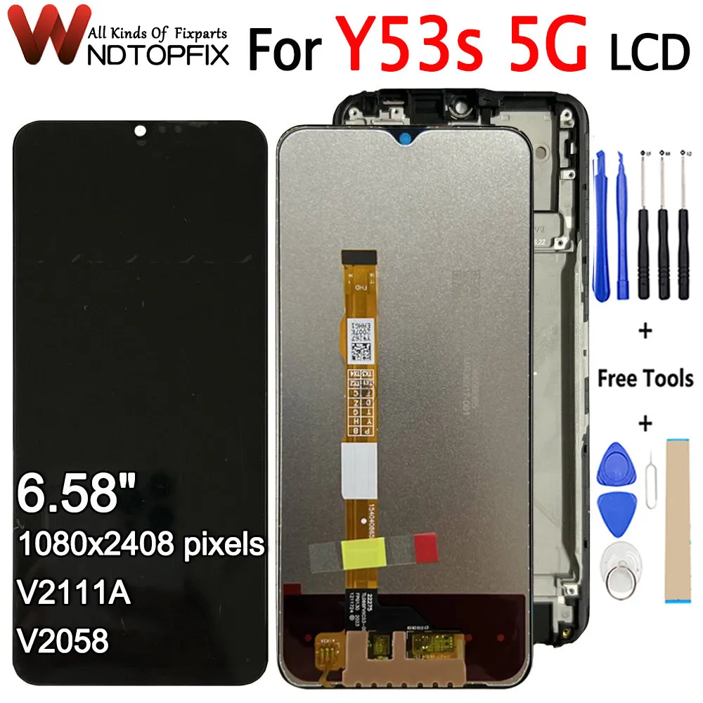 

6.58" For Vivo Y53s 5G LCD Display Touch Screen Replacement Digitizer Assembly For VIVO Y53s LCD V2111A V2058 Screen Replacement